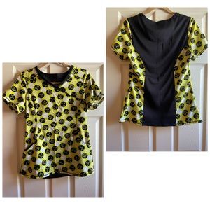 Cherokee Infinity Lime/Black Stretch Scrub Top